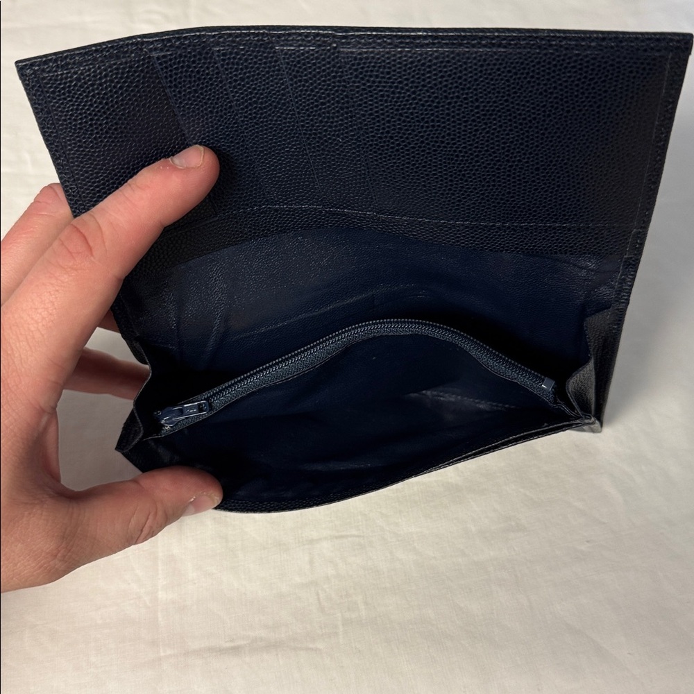 Vintage Burberry Nova Check Crest Long Wallet 90s Canvas Plaid Navy - Picture 8 of 9